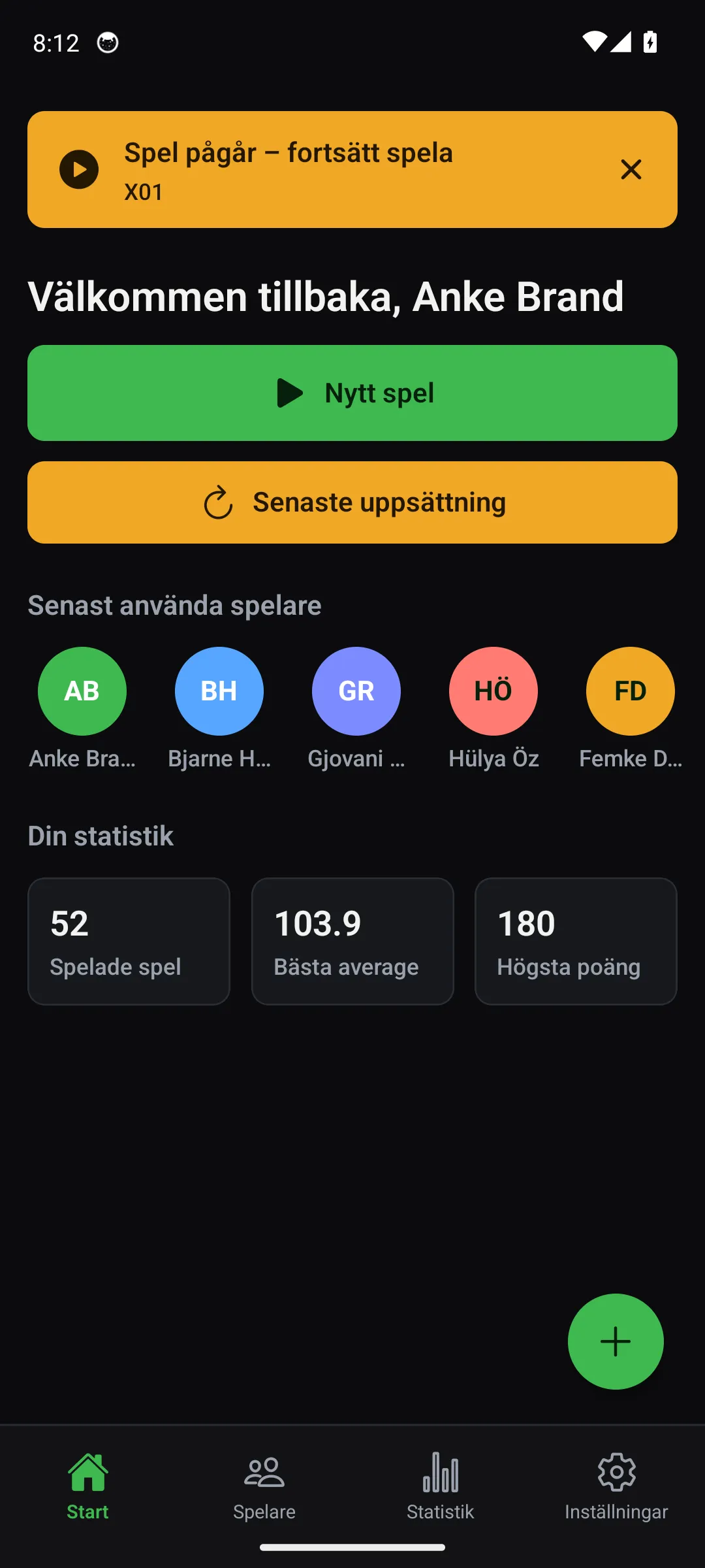 Oche-appen — skärmen Hem