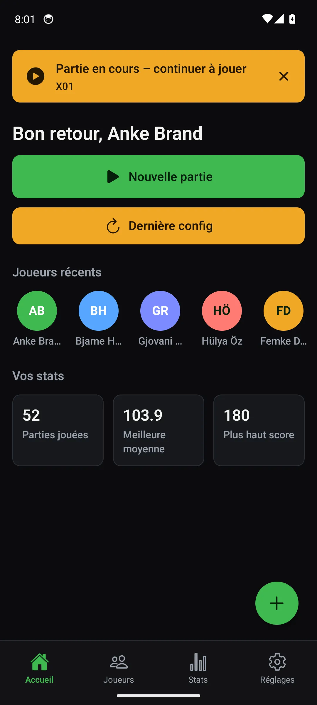 App Oche — écran Accueil