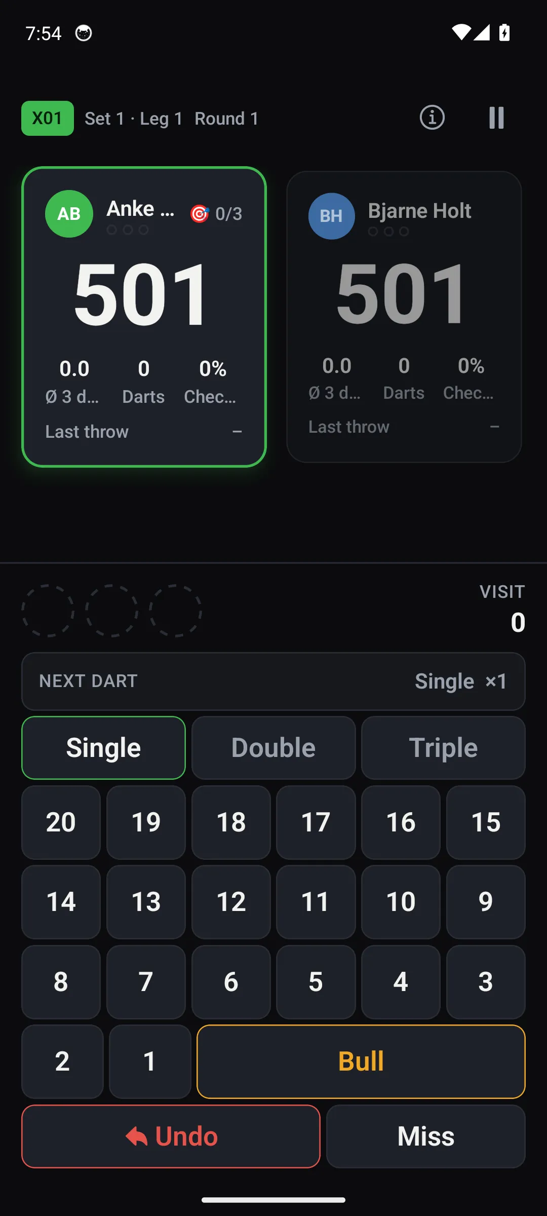Oche app — Scoreboard screen